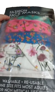 4 Piece Fashion Floral Womens OSFM Face Masks Multicolor Flowers - Picture 1 of 5