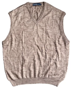 Fran Lui Tan Brown Wool Sweater Vest Men Size XL - Picture 1 of 6