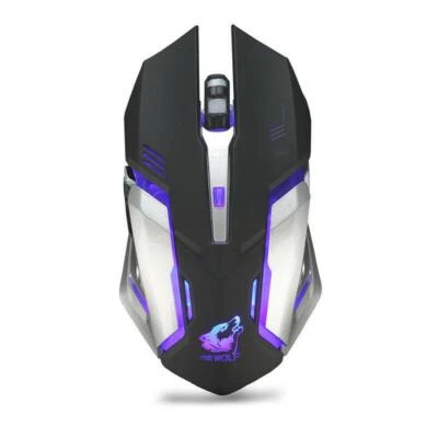 Optical Wireless Gaming Mouse Rechargeable USB Receiver 1600dpi Backlit Mouse - Image 1 of 4
