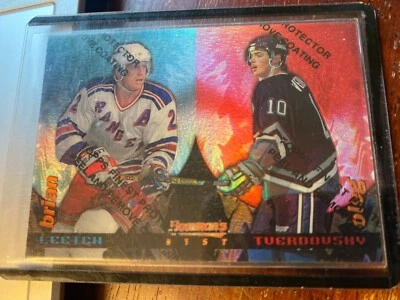 1994-1995 Bowmans Best Refractor Brian Leetch / Oleg Tverdovsky #4. NM/MT.  - Image 1 of 2