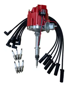 Ignition Distributor + Wires + Spark Plugs For Chevy 230 250 292 GMC 4.1 4.8L - Picture 1 of 14