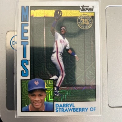 2019 Topps ANNIVERSARY SILVER PACK CHROME REFRACTOR #T84-30 DARRYL STRAWBERRY - Image 1 of 3