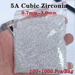 0.7~3mm White Round Cubic Zirconia Stones 5A Loose CZ Gemstone Synthesis Diamond - Picture 1 of 15