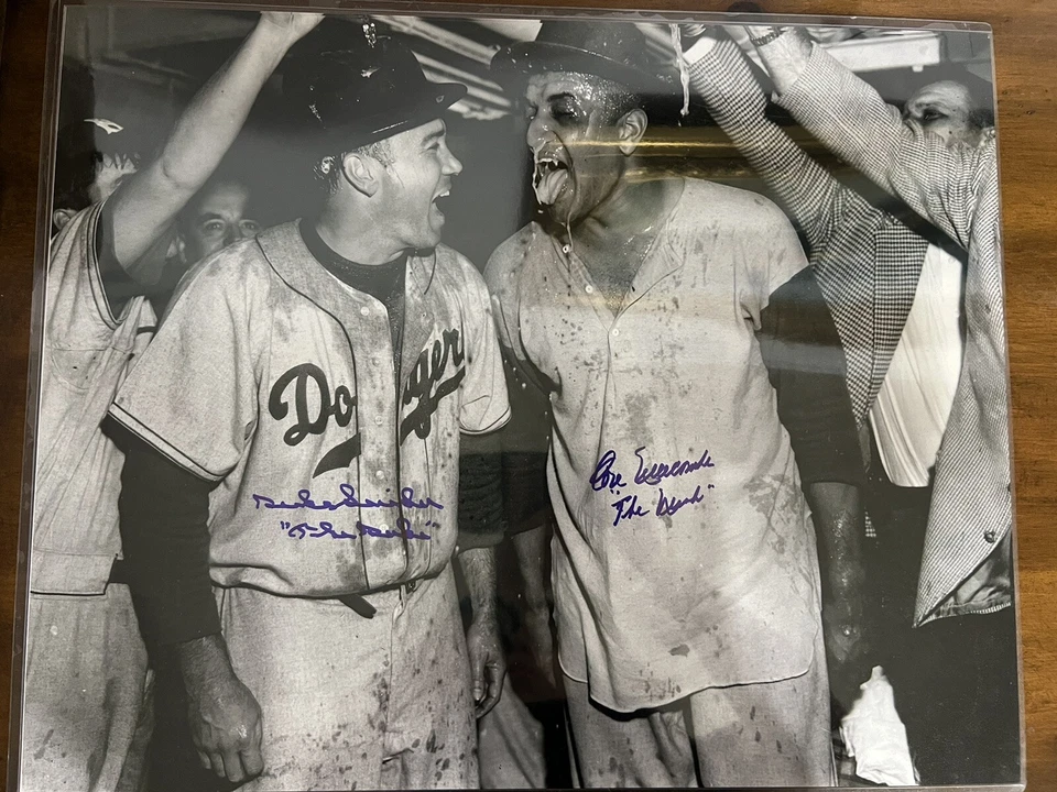 Duke Snider Don Newcombe Signed 16x20 1955 Dodgers Photo - Image 1 of 1