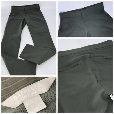 Pantalones elásticos Athleta para mujer talla 0 verde militar nailon pierna ajustada YGI C2-595 Foto 1 de 4