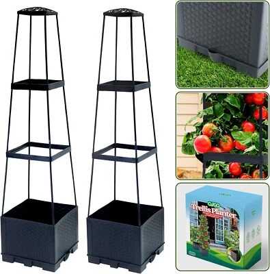 2 PCS Raised Garden Bed Tomato Planter Box with Trellis,44.8" Self-Watering US - Image 1 of 4