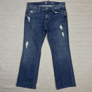 Seven 7 For All Mankind Jeans Women's Sz 34x31 Bootcut Flare Distressed Y2K "S" - Picture 1 of 11