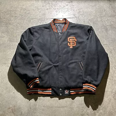 JH Design San Francisco Giants Reversible Bomber Jacket Men’s Size 4XL Black - Image 1 of 4