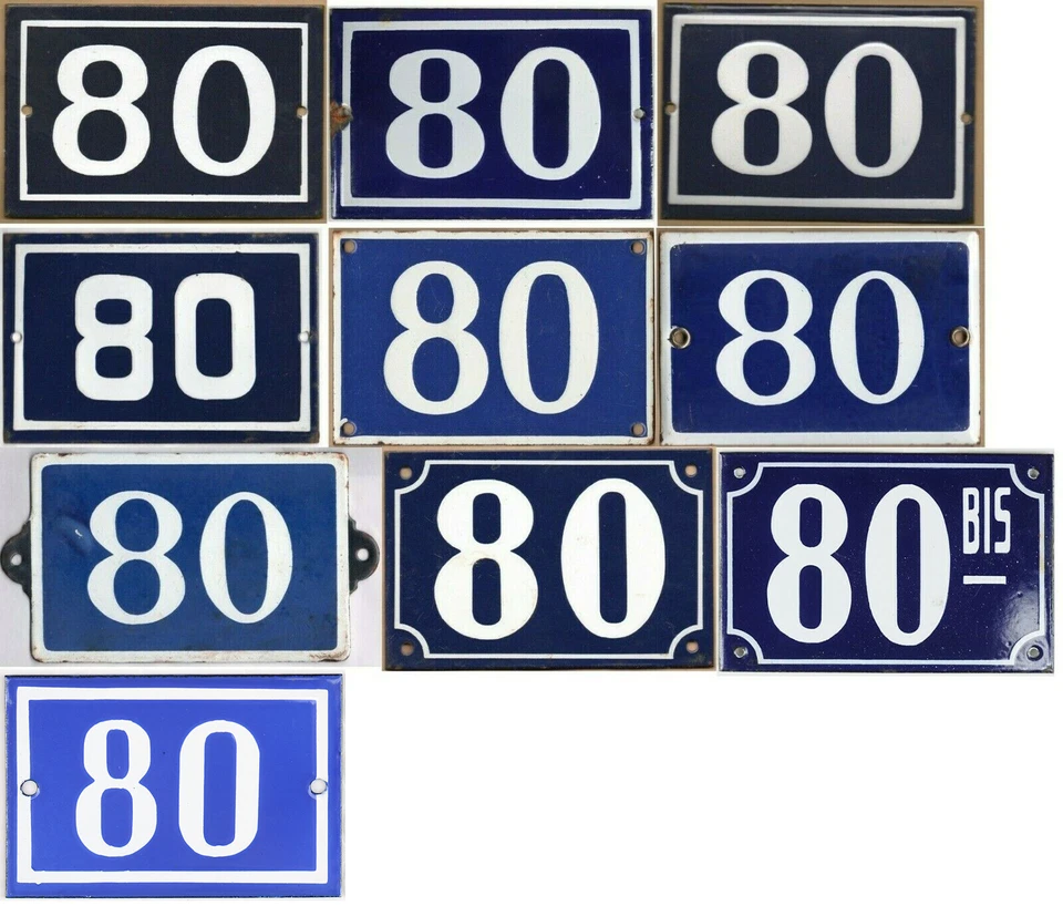 Antigua casa francesa azul número 80 B puerta puerta pared valla calle letrero placa Foto 1 de 1