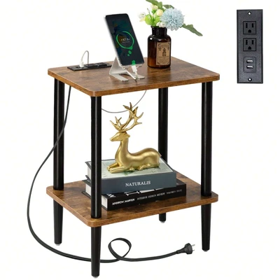 SUPPW Watso-End Table With Charging Station, End Tables With USB Ports And Outlets, Sm