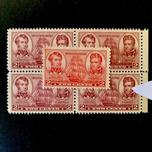 54320 US Stamp Sc791 Extreme Rare Lake Ink Errors EFO MNHNGAI? Block See Descri* - Picture 1 of 3