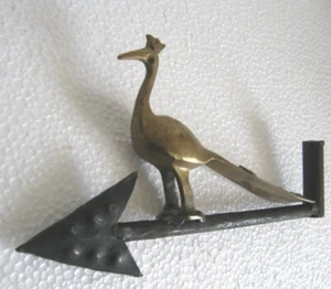 ANTIQUE OLD BRASS PEACOCK WEATHER VANE / WEATHERVANE - Picture 1 of 7