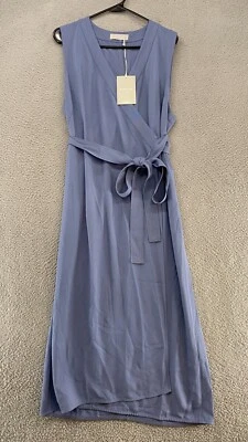 Everlane Midi Dress Womens 14 Wrap Sleeveless V-Neck Periwinkle GoWeave - Image 1 of 4