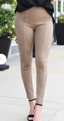 Perfect SPANX Faux Suede High Waisted LEGGINGS-Camel Taupe Tan-#20322R-Sz SMALL - Image 1 of 4
