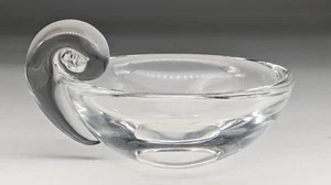 Steuben John Dreves Snail Scroll Handle SIGNED Glass Olive Dish Bowl - Picture 1 of 6