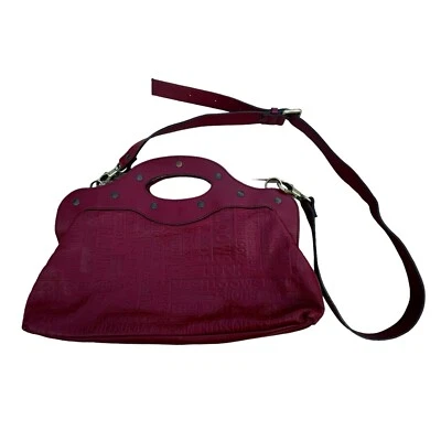 NANNINI Bolso de Mano Cuero Rojo Ladrillo Tachonado Cartera Bandolera Hecho en Italia Repujado Foto 1 de 4