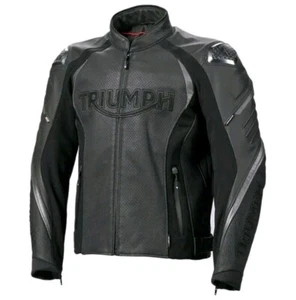Chaqueta de cuero Triumph Motorbike, chaqueta de carreras de motociclista de cuero de vaca original Triumph - Imagen 1 de 3