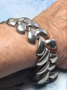 Signed Vintage Silver Tone abstract modernist Link bracelet, Signed BR - Picture 1 of 5