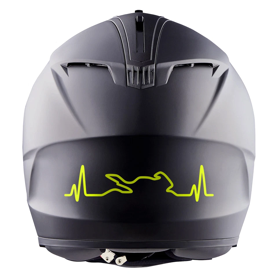 2er Set Bike Aufkleber Herzschlag Neon Gelb 12x3cm Motorrad Auto Helm K158 - Bild 1 von 4