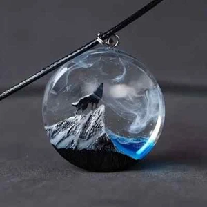 Clear Wolf Pendant Necklace Jewelry Men Fashion Exquisite Unique Stylish Blue - Picture 1 of 5