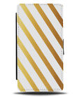 White and Golden Stripes On Flip Cover Wallet Phone Case Pattern Gold With i813 