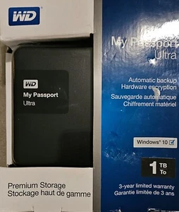 Western Digital WD My Passport Ultra 1 TB Black Model WDBGPU0010BBK-NESN N.O.S. - Picture 1 of 6