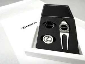 LEXUS Original Golf Green Fork Swarovski Ball Marker Set Logo Silver Japan NEW - Picture 1 of 8