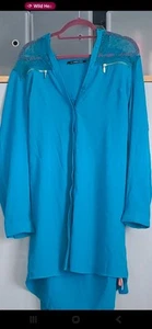 So Fabulous Button Through Shirt Dress 16 with lace shoulders zip detailing - Picture 1 of 5
