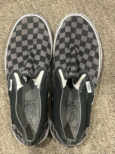 Scarpe Vans uomo 6 donna 7 5 sneakers a scacchiera nero grigio slip on buone condizioni