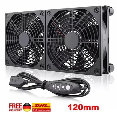 USB PC Ventilator Doppel lüfter 120mm Leise Gehäuselüfter Einstellbare Fan 5V - Bild 1 von 4