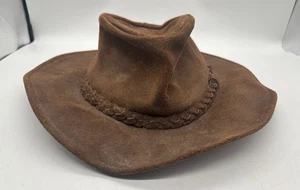 Minnetonka Leder Cowboy Hut Erwachsene groß braun das Outback echt dick schwer - Bild 1 von 9
