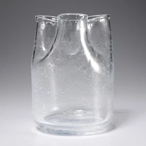 Biot Bubble Glass Clear Crumpled Vase 6.5"h - Picture 1 of 5