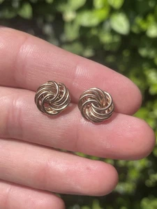 9ct Rose Gold Lovers Knot Large Vintage Stud Earrings 1.9 Grams - Picture 1 of 7