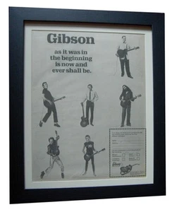 GIBSON GUITARS+POSTER+AD+TOP QUALITY FRAMED RARE ORIGINAL 1978+FAST WORLD SHIP - Imagen 1 de 7