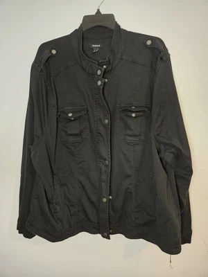 Torrid женщин размер 4 черный военный Inspo хлопок свет куртка #grunge #goth - Изображение 1 из 4