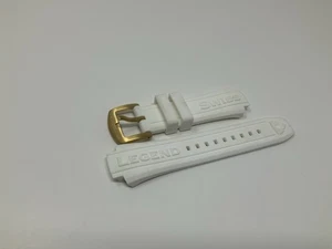White Rubber Swiss Legend Neptune Strap with Yellow Gold steel buckle 15mm - Picture 1 of 8