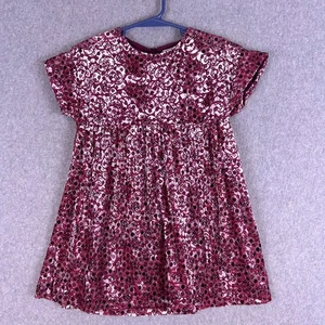 Zara Kleid Mädchen 6 Mauve Samt Blumen Fit & Flare Kurzarm Fließend Bequem Party - Bild 1 von 8