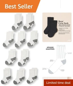 Soft & Stylish Cotton Crew Socks for Kids - 10 Pairs, Everyday Essential - Picture 1 of 7