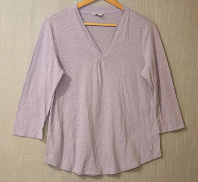 Top para mujer Orvis lavanda mezcla de lino manga 3/4 cuello en V M #H97-11 Foto 1 de 4