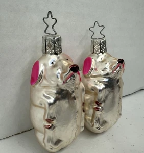 2 Antique Old Vintage Glass Christmas Ornaments Dog - Picture 1 of 3
