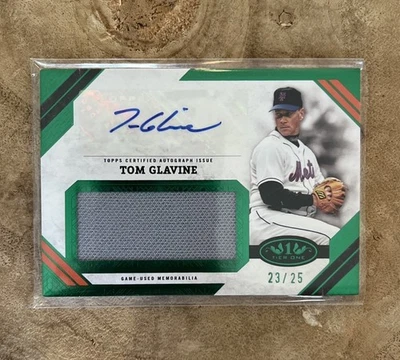 2025 Topps Teir One Jumbo Relic Auto Tom Glavine NY Mets AJR-TG/25 Lámina Verde Foto 1 de 4
