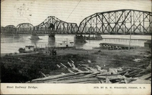 Postal Pierre, SD Steel Railway Bridge c1910 Hughes County South Dakota - Imagen 1 de 2