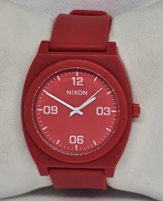 Men's Nixon Minimal Time Teller P Red White Quartz Silicone Band Watch 08 - Image 1 of 4