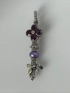 Barbara Bixby Granate Iolita, Perla Oro 18k Y Plata Cruz Colgante 2.5" 2a - Imagen 1 de 6