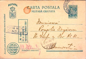 Romania, 1942, WWII Military Censored Stationery Postcard, Bucuresti postmark - Picture 1 of 2