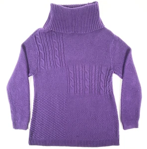 Chicos Zopfmuster Pullover Damen Medium Lila Baumwolle Pulli Sweatshirt Schildkröte - Bild 1 von 13