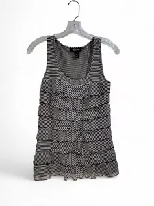 Blusa sin mangas blanca y negra con volantes pequeños mercado negro de la Casa Blanca diversión femenina - Imagen 1 de 6