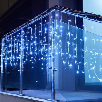 16.4FT Curtain Icicle Lights Wedding Party 216LED Fairy Christmas Indoor Outdoor - Image 1 of 4