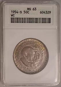 1954-S Washington Carver Half ANACS MS63 Gen 4 Old Holder Small White Soap Bar - Picture 1 of 6
