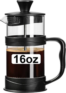Stainless Steel French Press Coffee & Tea Maker for Travel and Home, 16oz - Picture 1 of 12